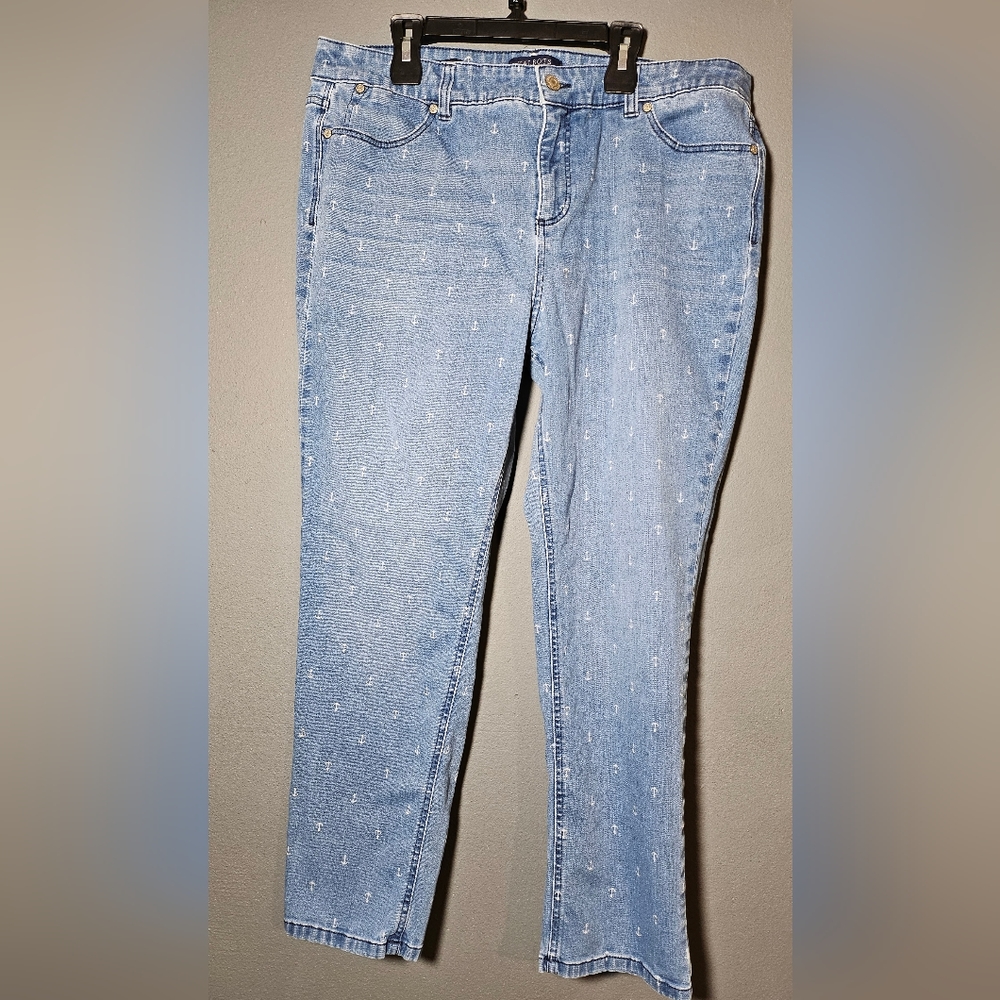 Talbots Ankle Anchor Print Jeans Size 16P Petite
